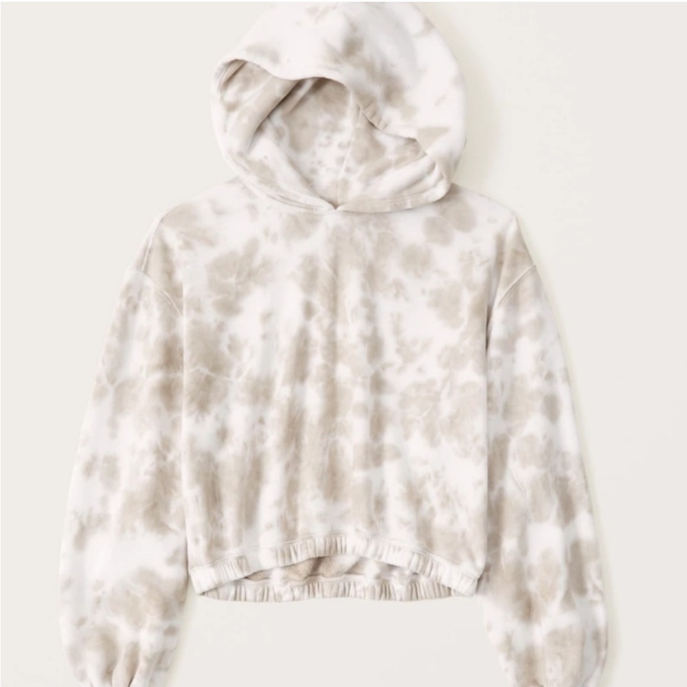 Wash Effect Tie Dye Cinched Fleece Pullover Hoodie